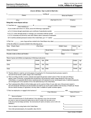 USCIS I-134 Affidavit of Support