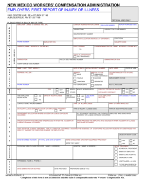 New Mexico Employer's First Report of Injury or Illness