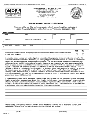 Criminal Conviction Disclosure Form 11A-27