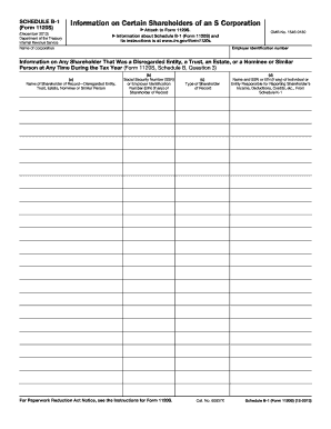 Schedule B-1 Information on Certain Shareholders of an S Corporation