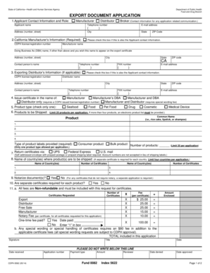 California Export Document Application