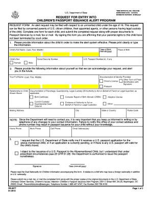 US Children's Passport Issuance Alert Request Form