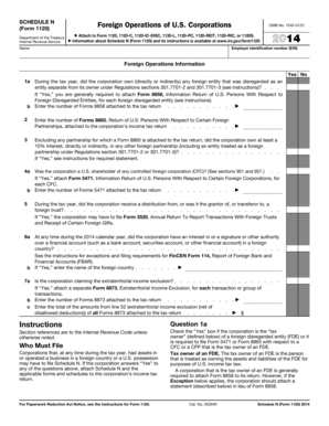 Schedule N (Form 1120) Foreign Operations of U.S. Corporations