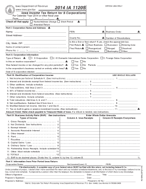 Iowa S Corporation Income Tax Return