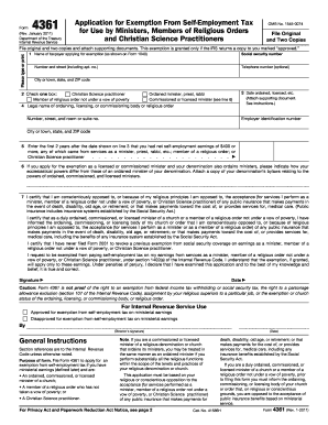 IRS Form 4361 Application for Exemption From Self-Employment Tax