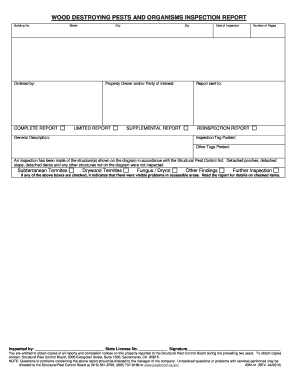 Wood Destroying Pests Inspection Report