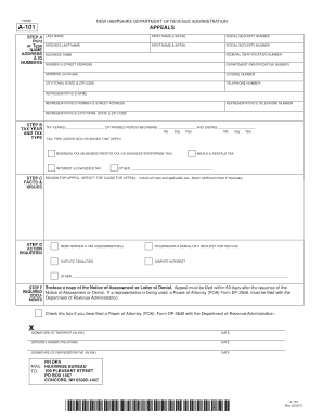New Hampshire Tax Appeal Form A-101