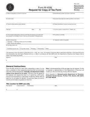 Massachusetts Tax Form Copy Request