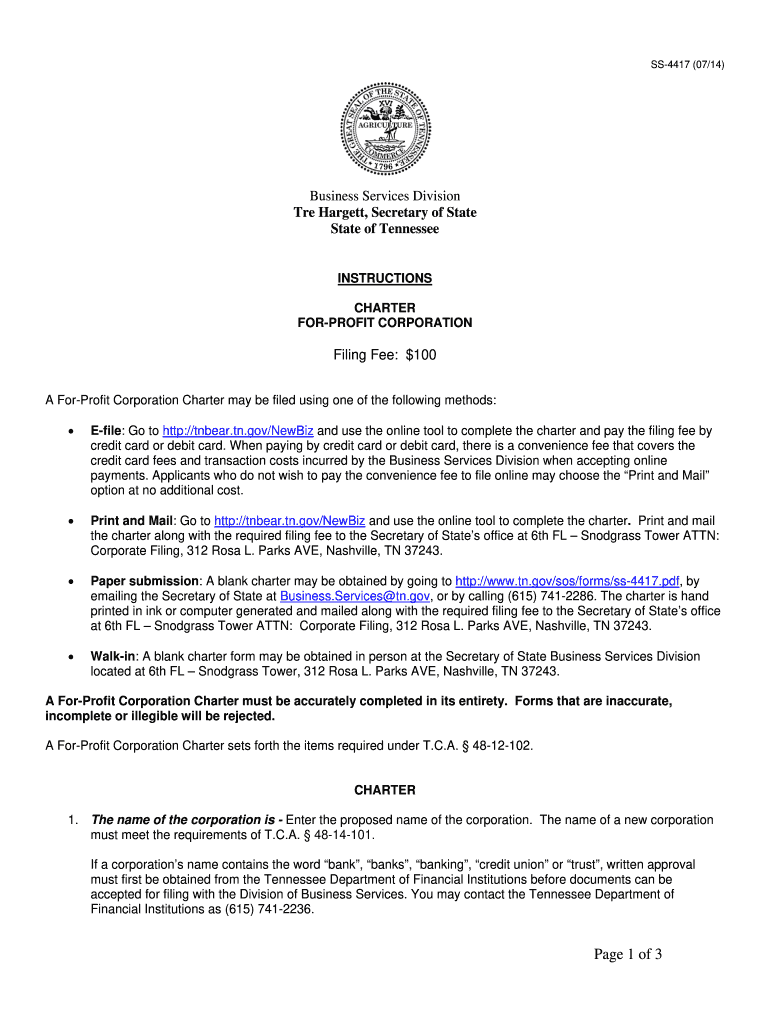 Ss-4417 - State of Tennessee - tn Preview on Page 1