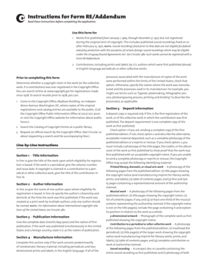Form RE/Addendum for Copyright Registration