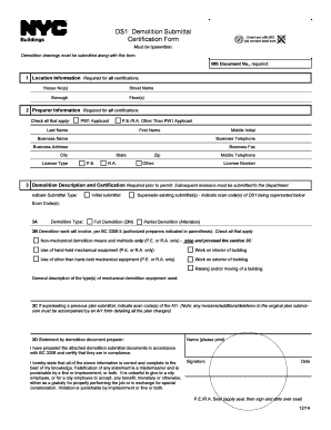 Demolition Submittal Certification Form
