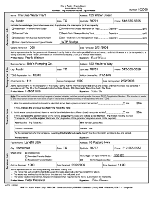 Austin Waste Hauling Trip Ticket