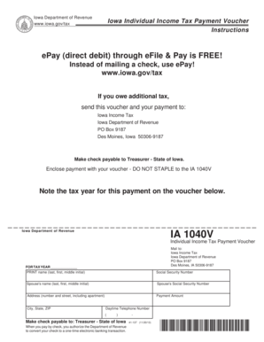 Iowa Individual Income Tax Payment Voucher