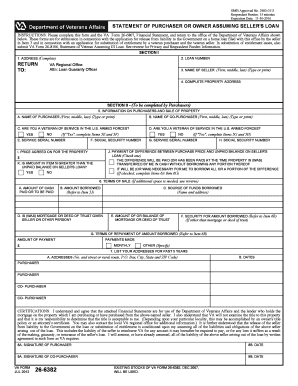VA Form 26-6382 Statement of Purchaser or Owner Assuming Seller's Loan