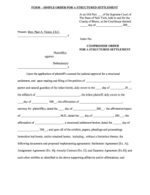 New York Structured Settlement Order
