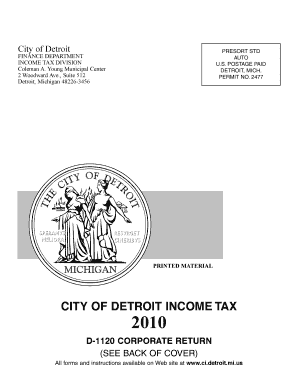 City of Detroit Corporate Income Tax Return