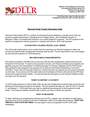 Maryland Unemployment Insurance EFT Authorization