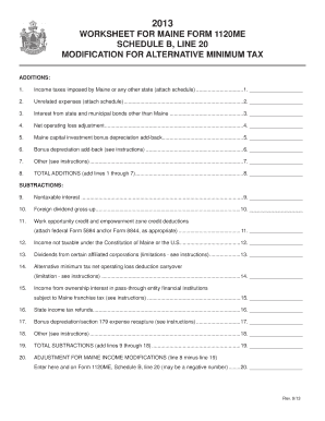 Maine Form 1120ME Schedule B