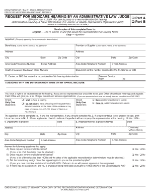 Request for Medicare Hearing by Administrative Law Judge