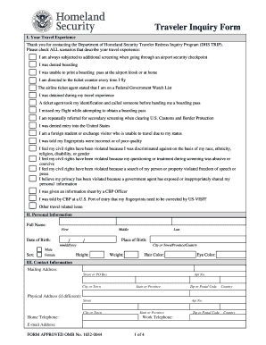 DHS Traveler Redress Inquiry Form