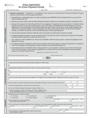 Texas Application for Direct Payment Permit