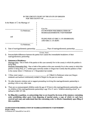 Oregon Co-Petition for Dissolution of Marriage