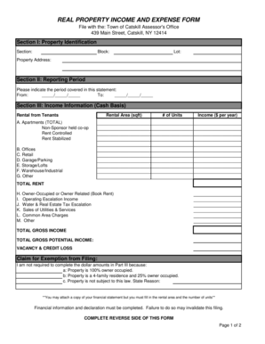 Real Property Income and Expense Form