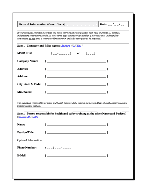 MSHA New Miner Training Program Form