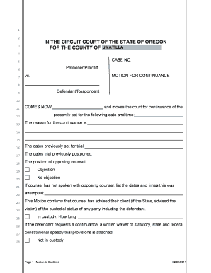 Motion for Continuance