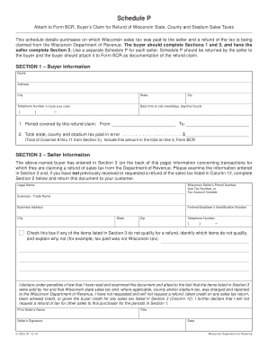Schedule P for Wisconsin Sales Tax Refund