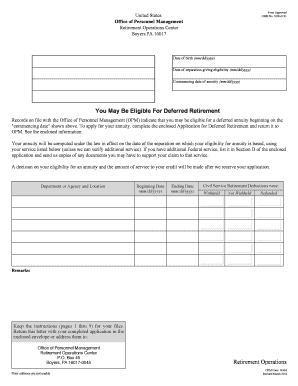 US Federal Deferred Retirement Application