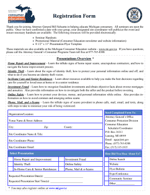 Michigan Consumer Education Seminar Registration Form