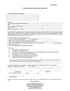 Connecticut Bar Examining Committee Character Reference Form