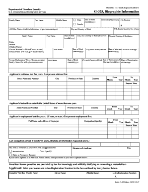 USCIS Biographic Information Form G-325