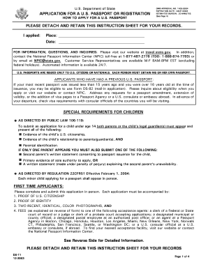 US Passport Application Form DS-11