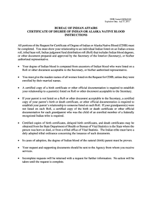 Certificate of Degree of Indian or Alaska Native Blood