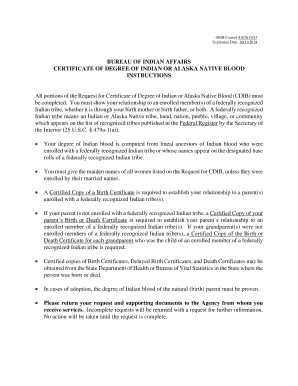 Certificate of Degree of Indian or Alaska Native Blood