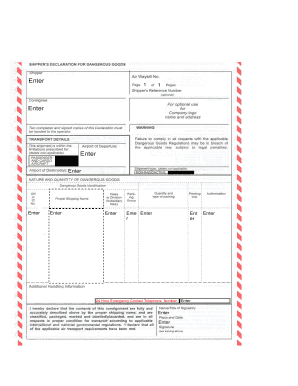 Shipper's Declaration for Dangerous Goods