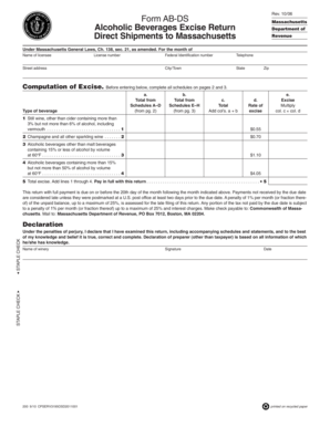 Massachusetts Alcoholic Beverages Excise Return