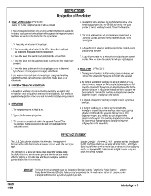 Designation of Beneficiary Form