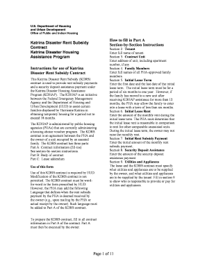 Katrina Disaster Rent Subsidy Contract