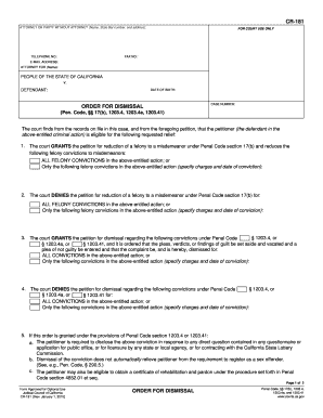 California Order for Dismissal