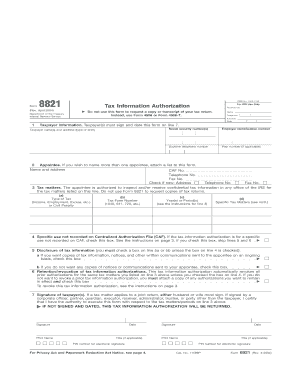 IRS Form 8821 Tax Information Authorization