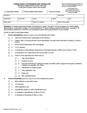 Michigan Young Adult Voluntary Foster Care Checklist