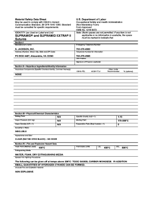 Material Safety Data Sheet for Sutures