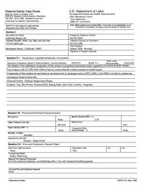 Material Safety Data Sheet for Foot Powder