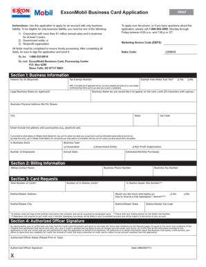 ExxonMobil Business Card Application