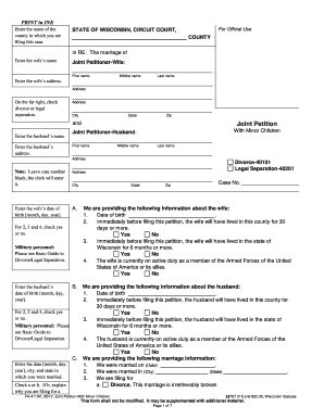 Wisconsin Joint Petition for Divorce with Minor Children
