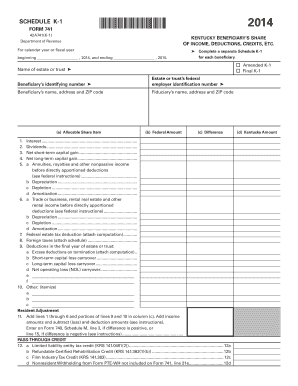 Kentucky Beneficiary's Share Form 741 Schedule K-1
