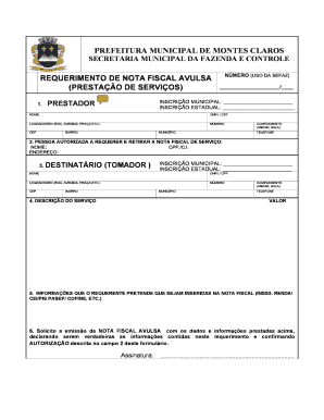 Requerimento de Nota Fiscal Avulsa